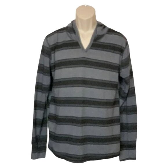 ❤️ Threads 4 Thought Gray Striped Pullover Hoodie Size L - Picture 2 of 6